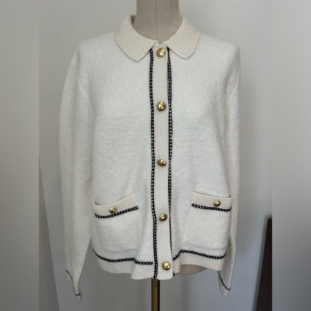 J. Crew Ivory Bouclé lady cardigan sweater Ivory - Picture 2 of 10
